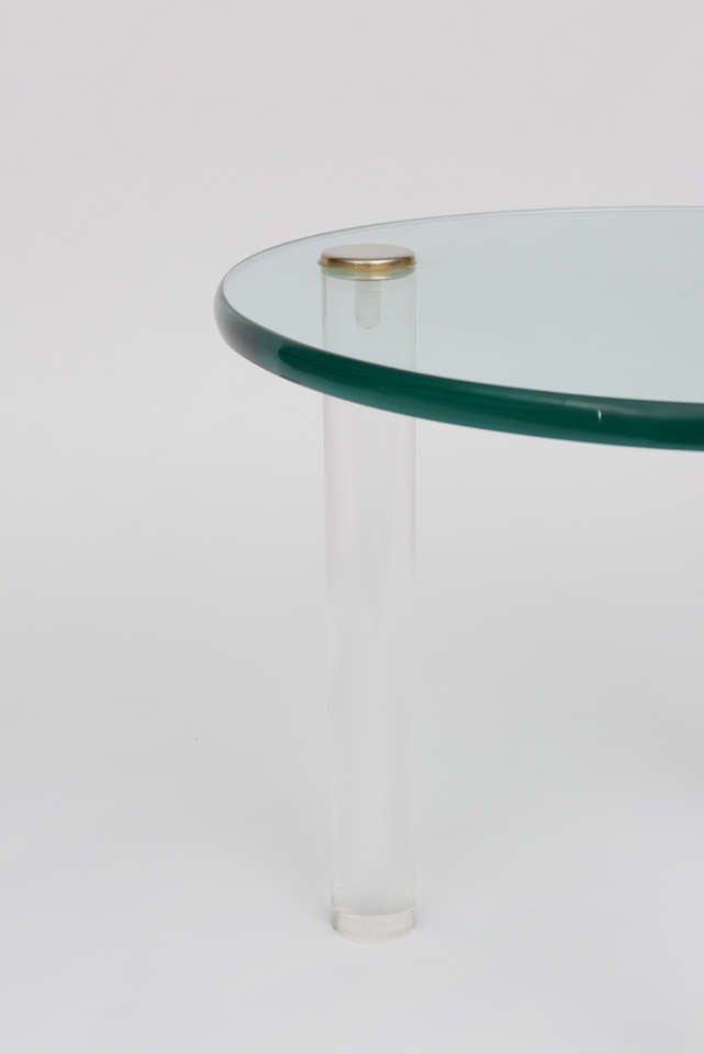 Late 20th Century SALE!SALE! SALE! Lucite Side Tables with Thick Glass Top, Gilbert Rhode For Sale