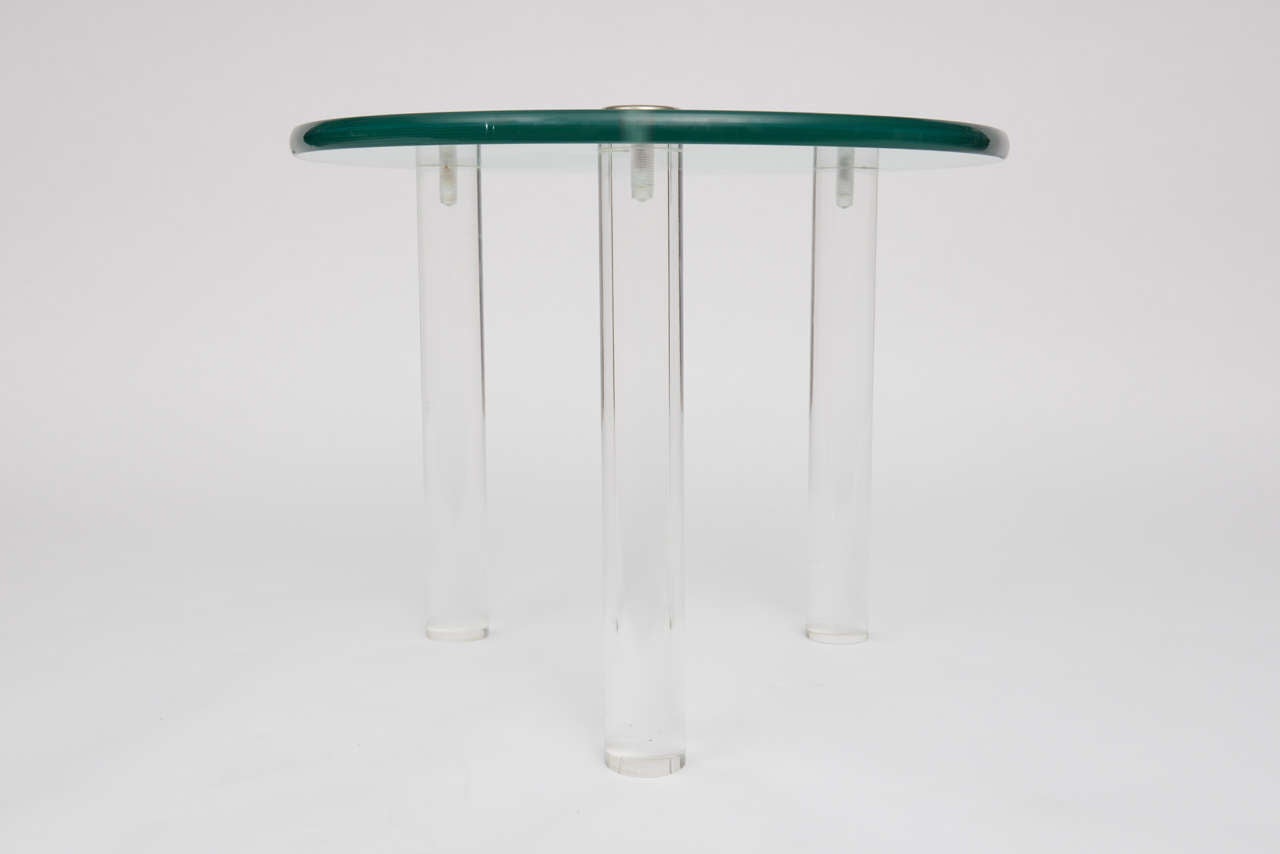 SALE!SALE! SALE! Lucite Side Tables with Thick Glass Top, Gilbert Rhode For Sale 4