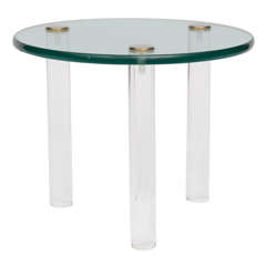 SALE!SALE! SALE! Lucite Side Tables with Thick Glass Top, Gilbert Rhode