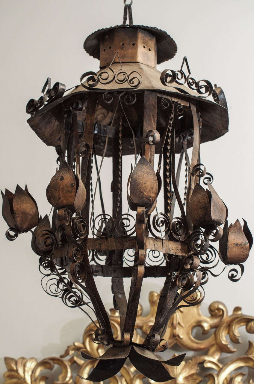 Tole Lantern Form Chandelier For Sale 3