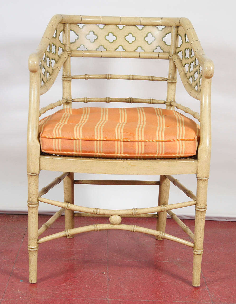 American Regency-Style Faux Bamboo Painted Chairs, Pair