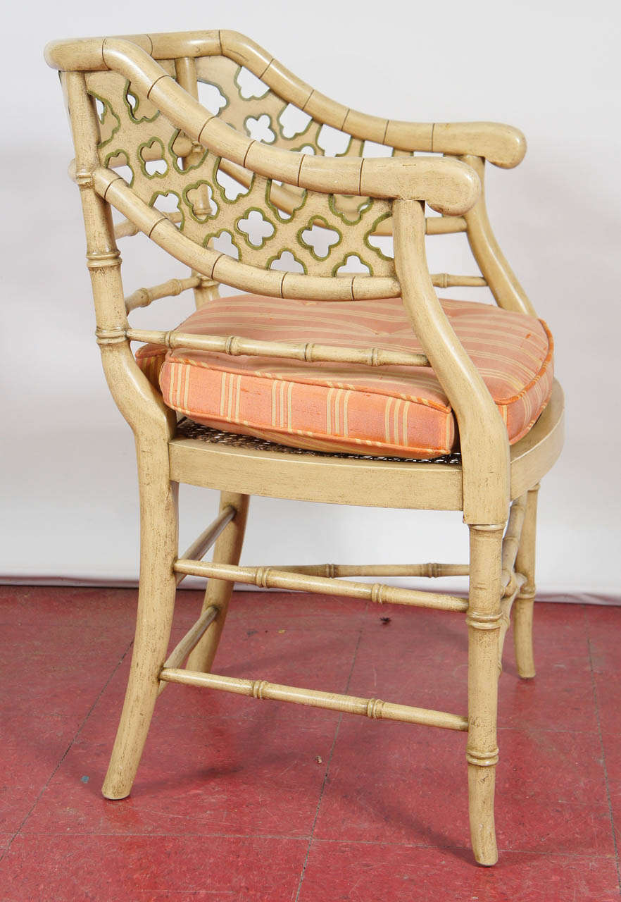 Regency-Style Faux Bamboo Painted Chairs, Pair In Good Condition In Sheffield, MA