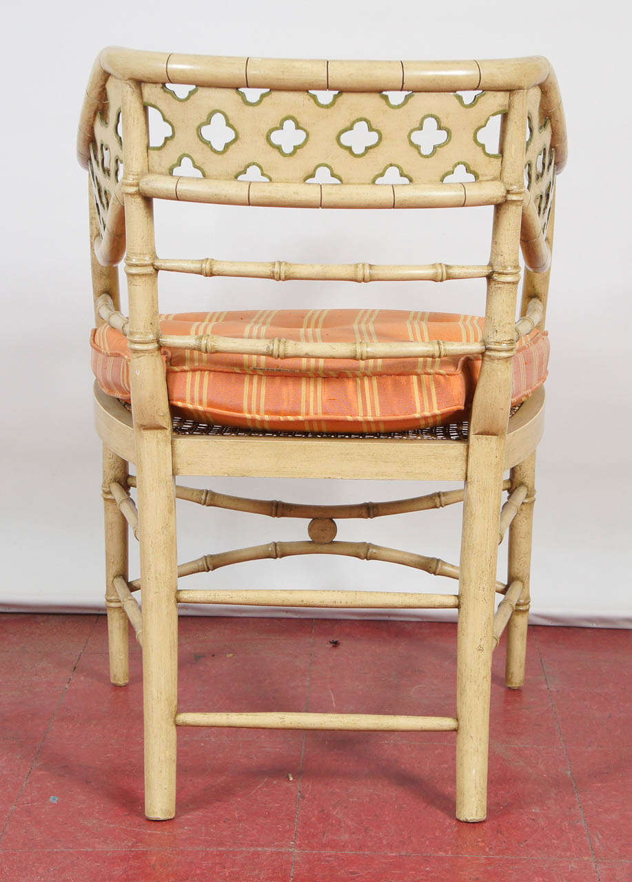20th Century Regency-Style Faux Bamboo Painted Chairs, Pair