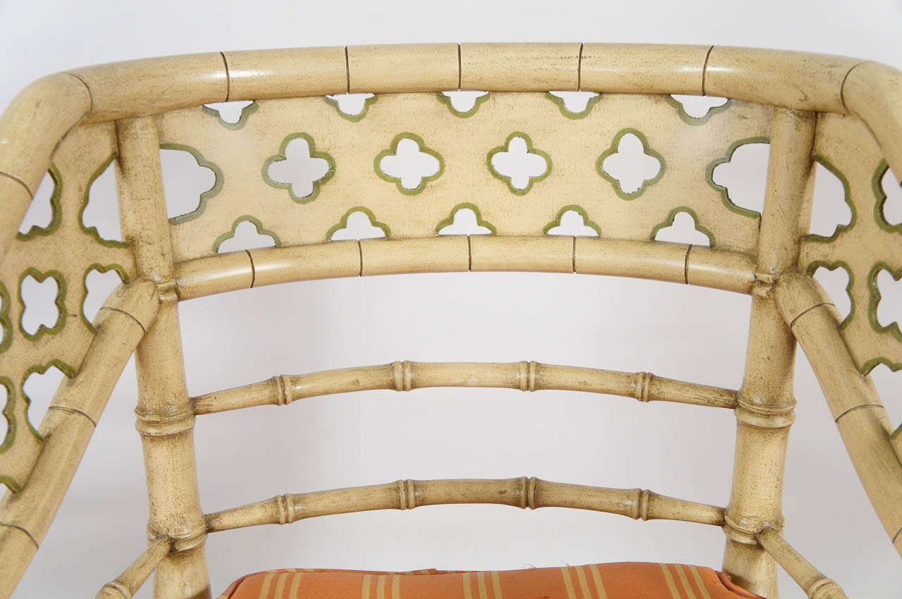 Wood Regency-Style Faux Bamboo Painted Chairs, Pair
