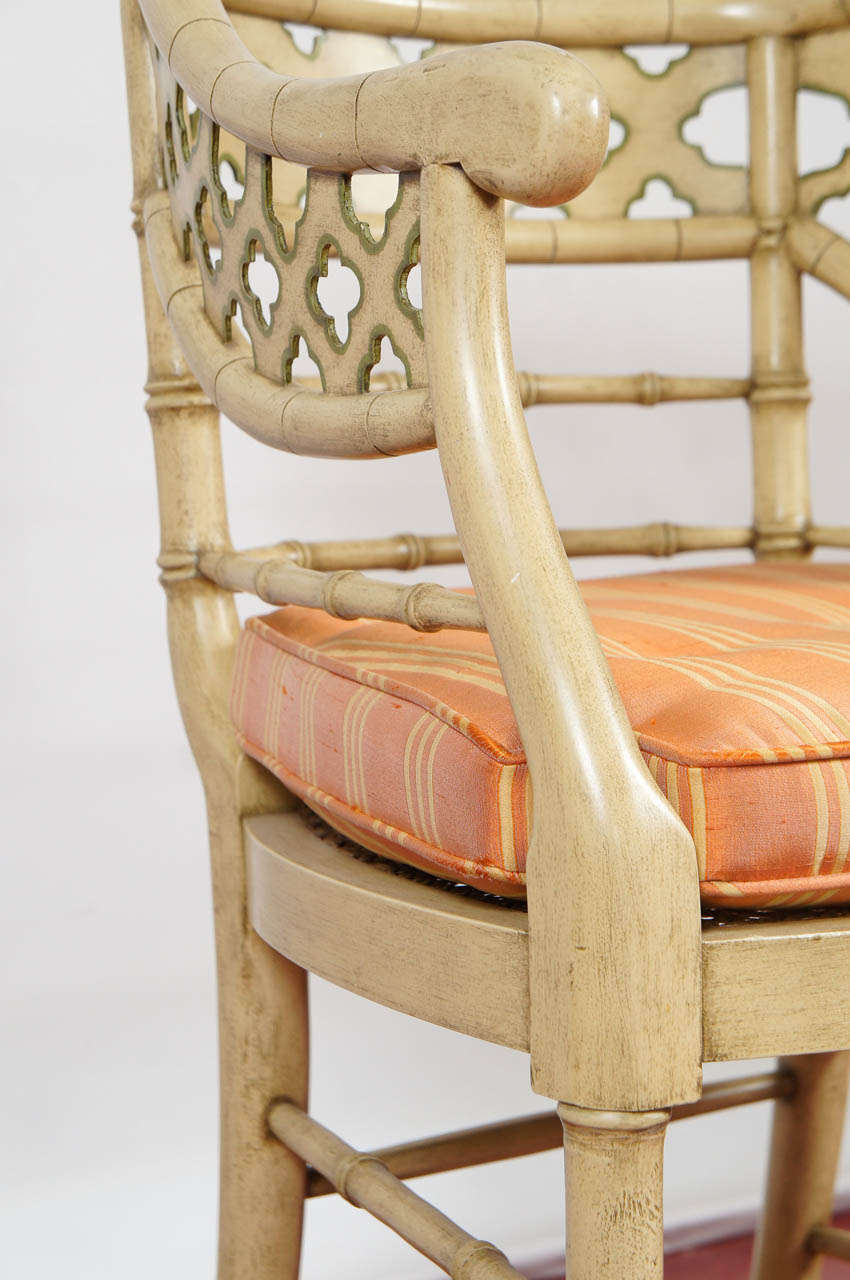 Regency-Style Faux Bamboo Painted Chairs, Pair 1