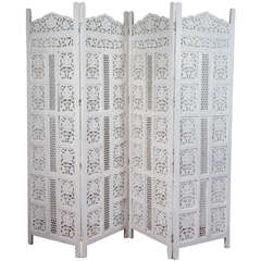 4-Paneled Hand Carved Indian Screen