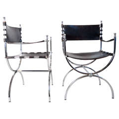 Pair of Maison Jansen Campaign Chairs