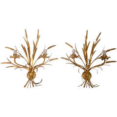 Pair of 1960s Wheat Sheaf Wall Lights