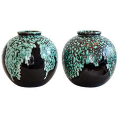 Pair of Dramatic Art-Deco Ceramic Vases