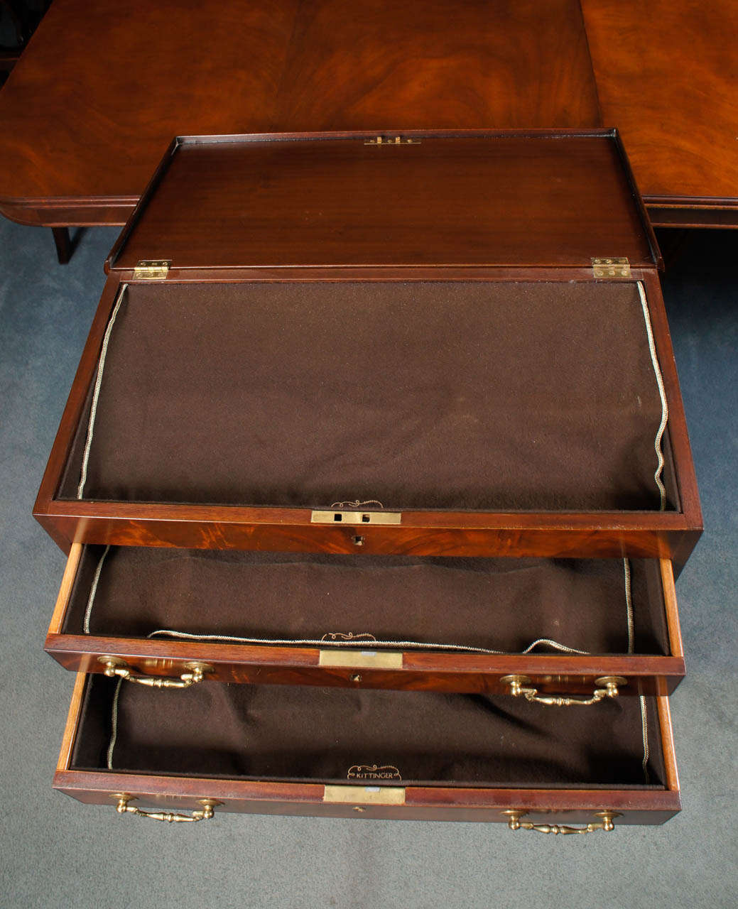 American Kittinger Footed Silver Chest W/ Beautiful Figuratively Grained Mahogany