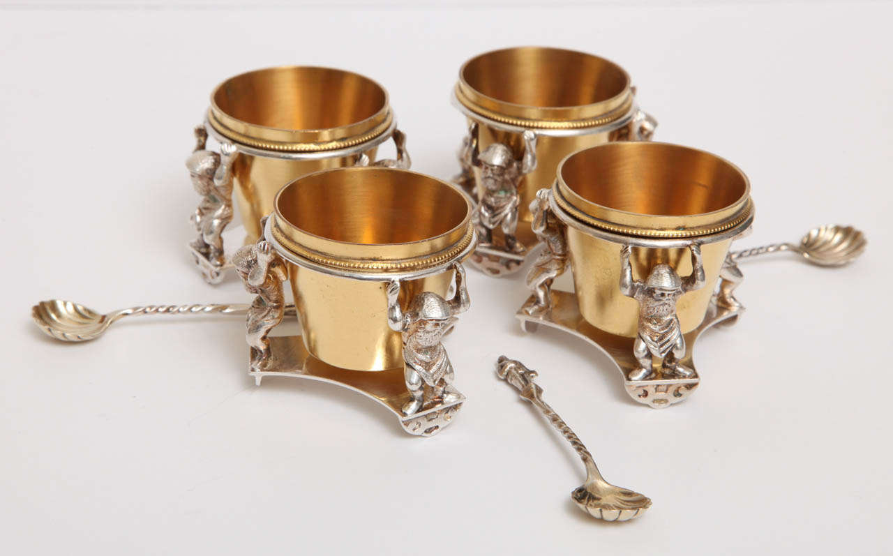 Impressive Silver & Gold Plated Set of Salt Cellars in the Original Box 2