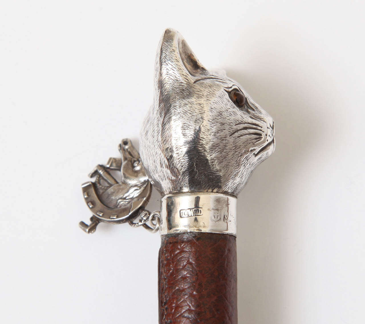 Rare High Quality Sterling Silver Cat Riding Crop & Children's Riding Crop by Brigg 4