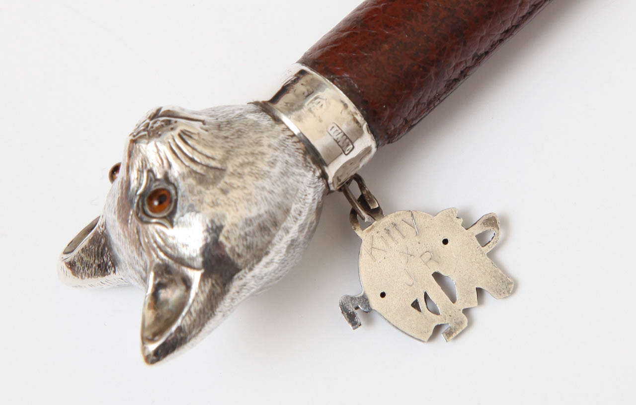 Rare High Quality Sterling Silver Cat Riding Crop & Children's Riding Crop by Brigg 5