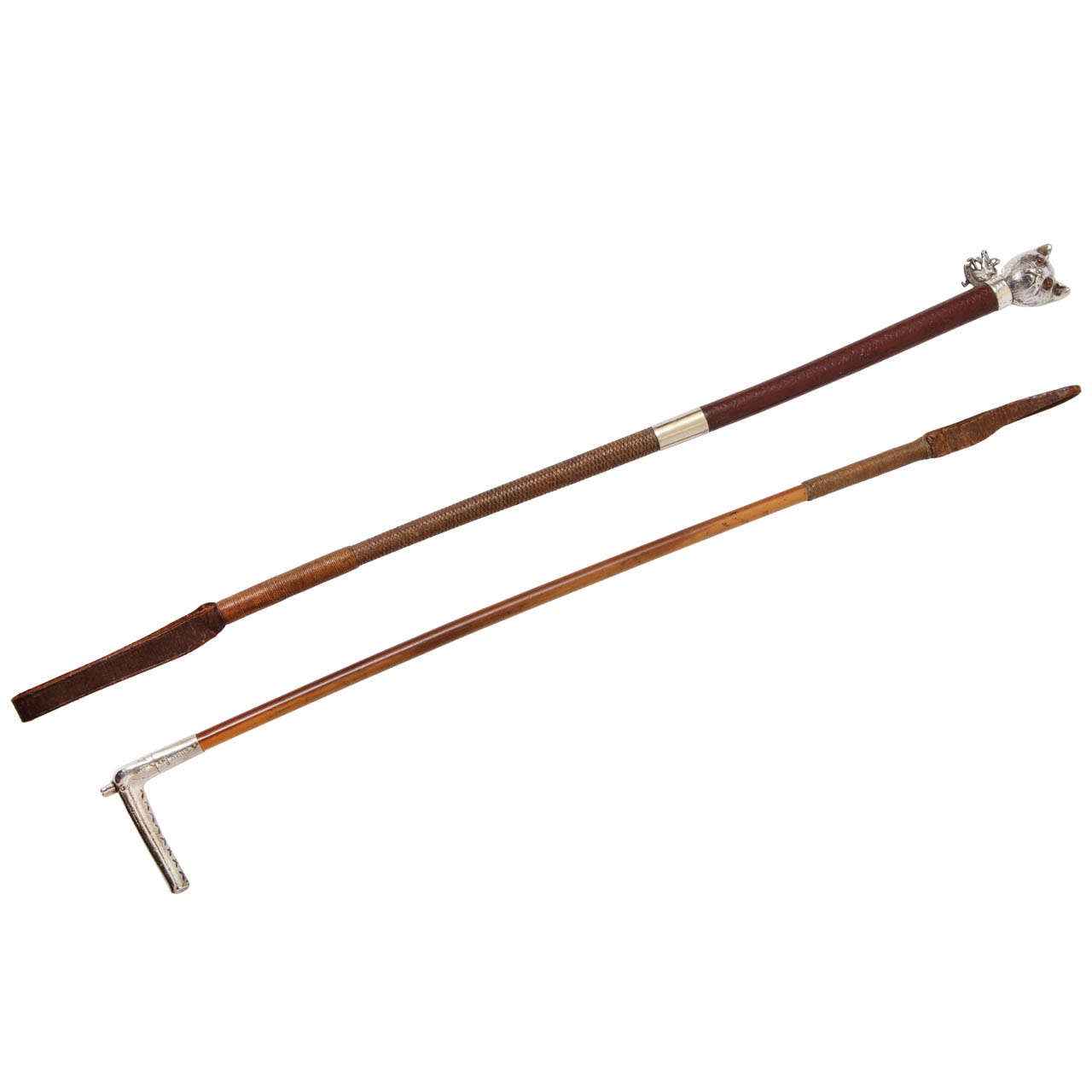 Rare High Quality Sterling Silver Cat Riding Crop & Children's Riding Crop by Brigg