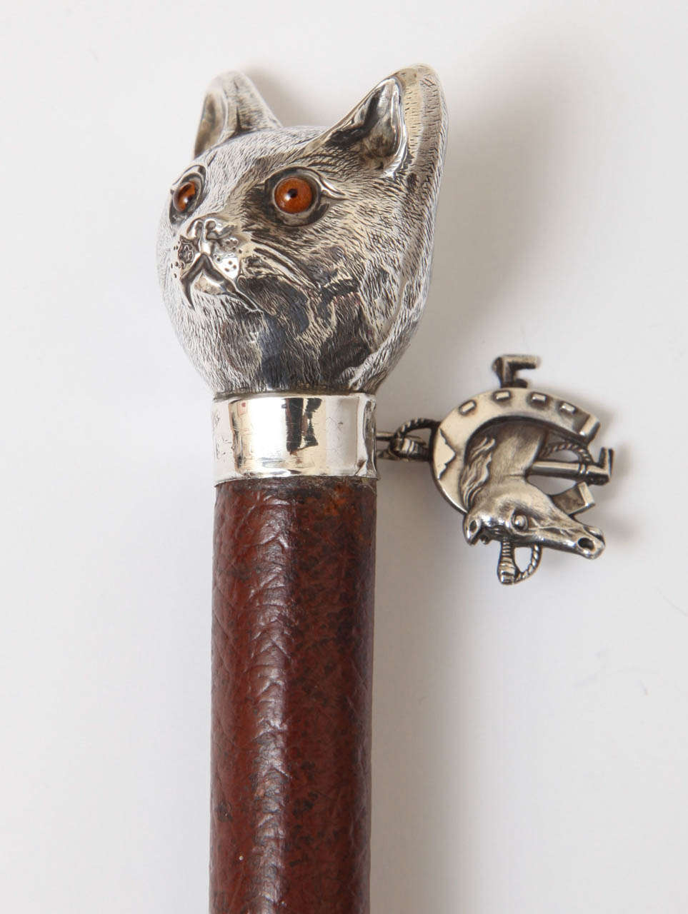 Rare High Quality Sterling Silver Cat Riding Crop and Children's Riding