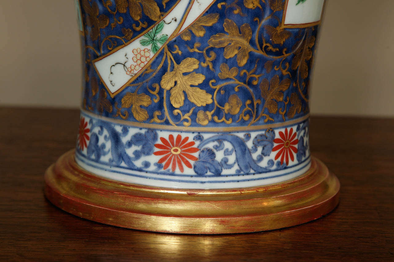 18th Century and Earlier A Large Lamped Japanese Early 18th Century Imari Elongated Vase