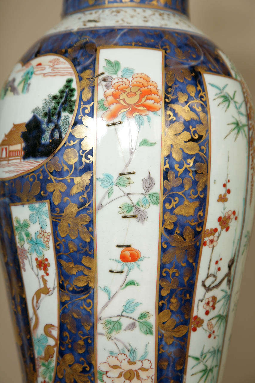 A Large Lamped Japanese Early 18th Century Imari Elongated Vase 2