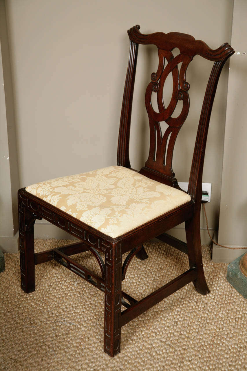 An Unusual Chippendale Period Chinoiserie Fretwork Chair circa 1770 In Good Condition In London, GB