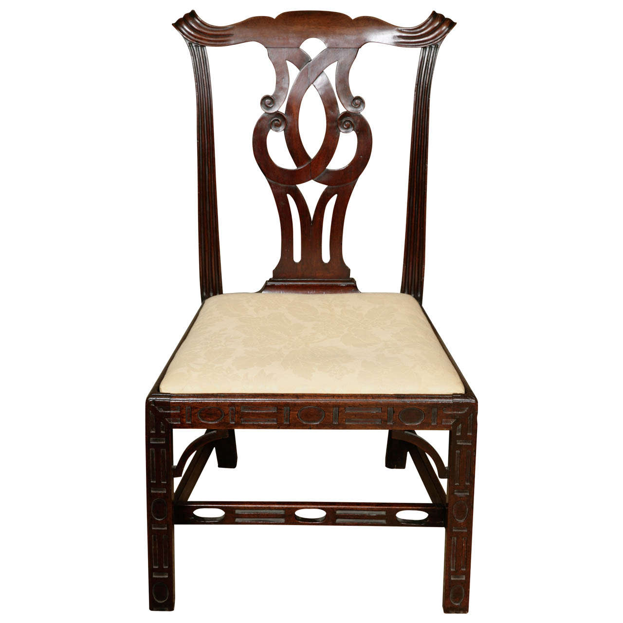 An Unusual Chippendale Period Chinoiserie Fretwork Chair circa 1770