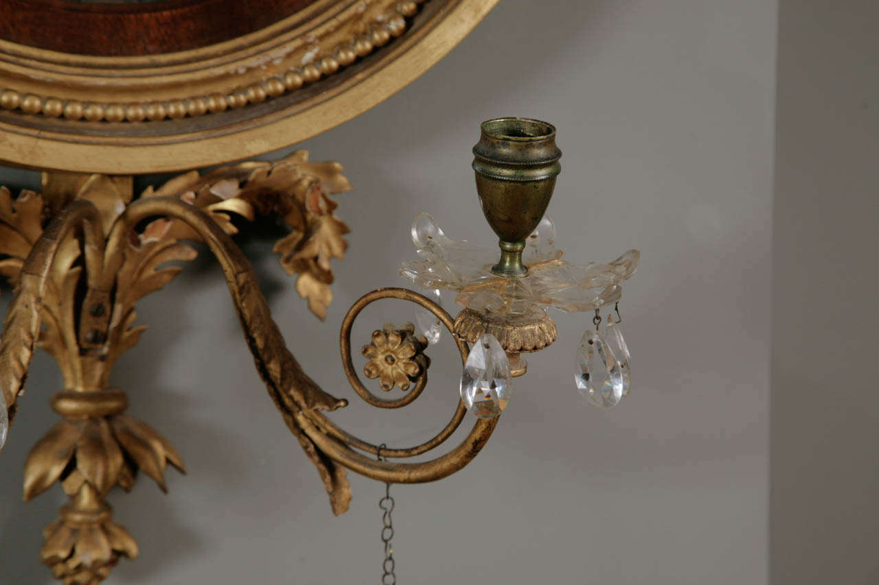 19th Century A Regency Giltwood Convex Girandole Mirror