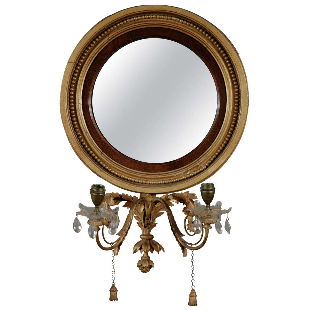 A Regency Giltwood Convex Girandole Mirror