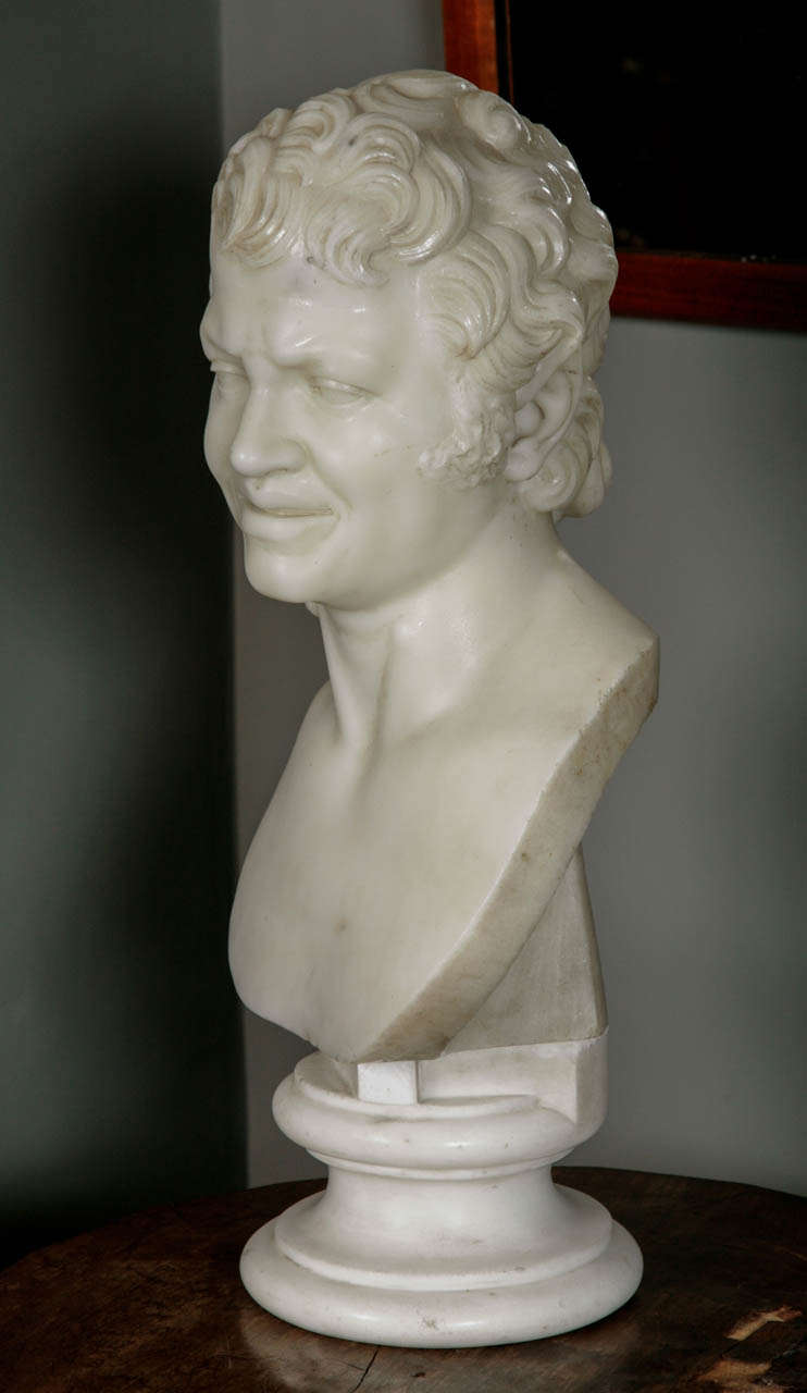Statuary Marble Bust of the Albani Faun In Excellent Condition In London, GB