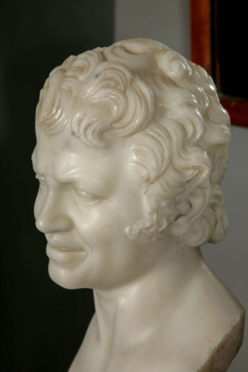 18th Century and Earlier Statuary Marble Bust of the Albani Faun