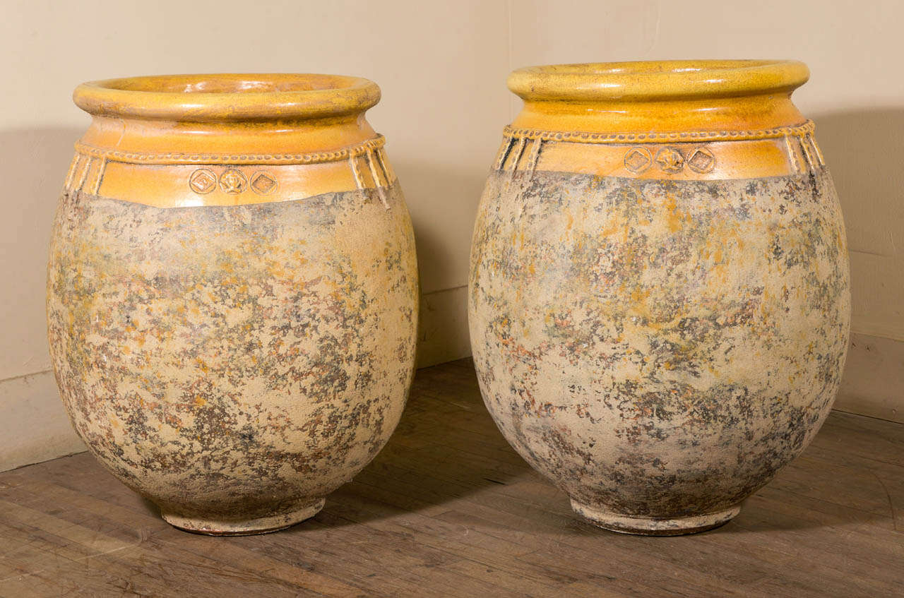 Pair of Large Glazed Terracotta Jars