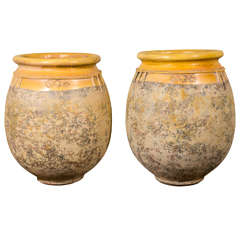 Pair of Large Glazed Terracotta Jars