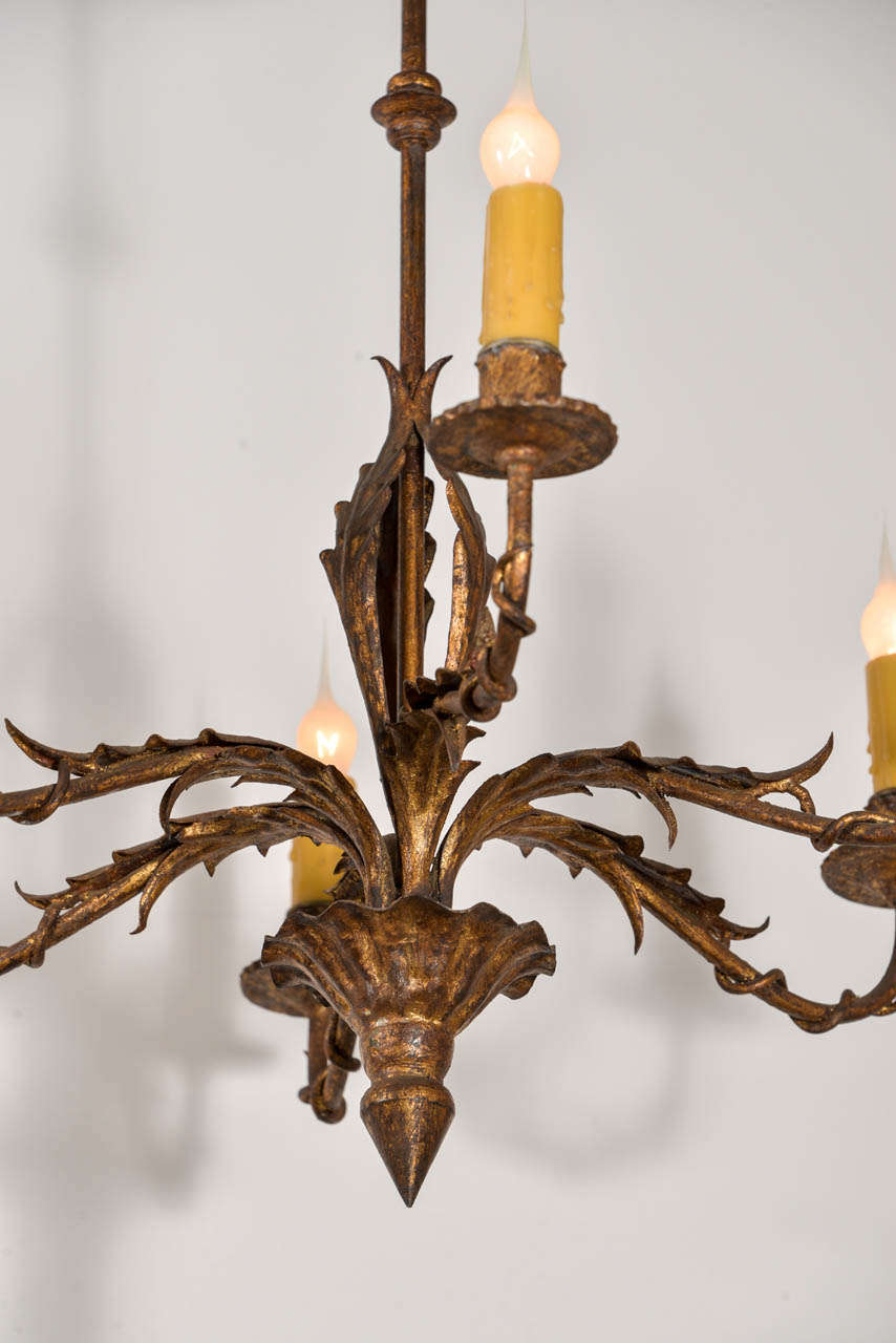 French Fer Doré Six-Arm Chandelier 1