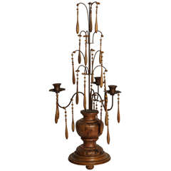Late 19th Century Iron and Carved Wood Three Arms Italian Girandolle