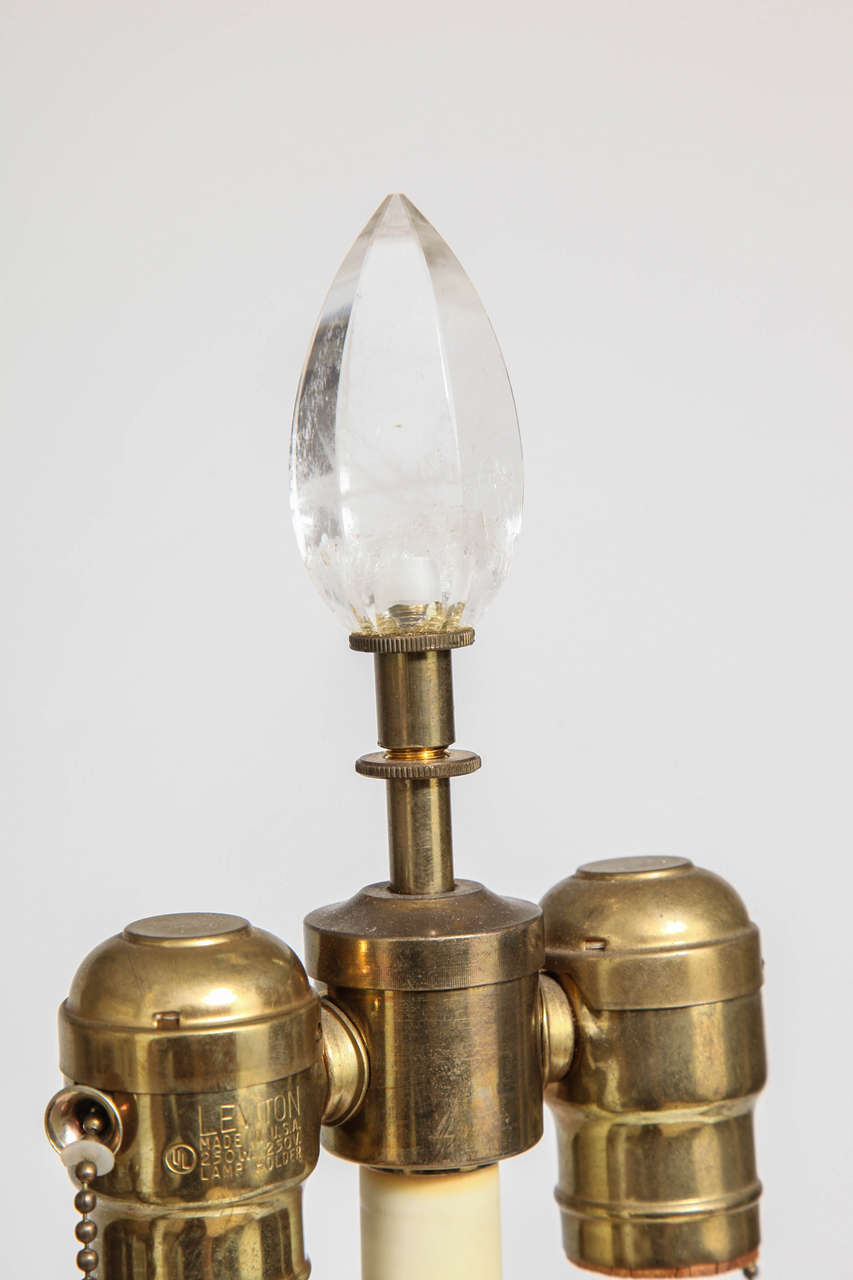 Pair of Antique French Neoclassical Rock Crystal and Ormolu Lamps For Sale 5