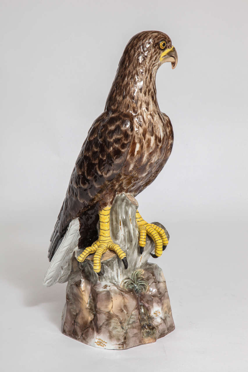 German Large, Impressive and Rare Meissen Porcelain Model of an Eagle, circa 1880 For Sale