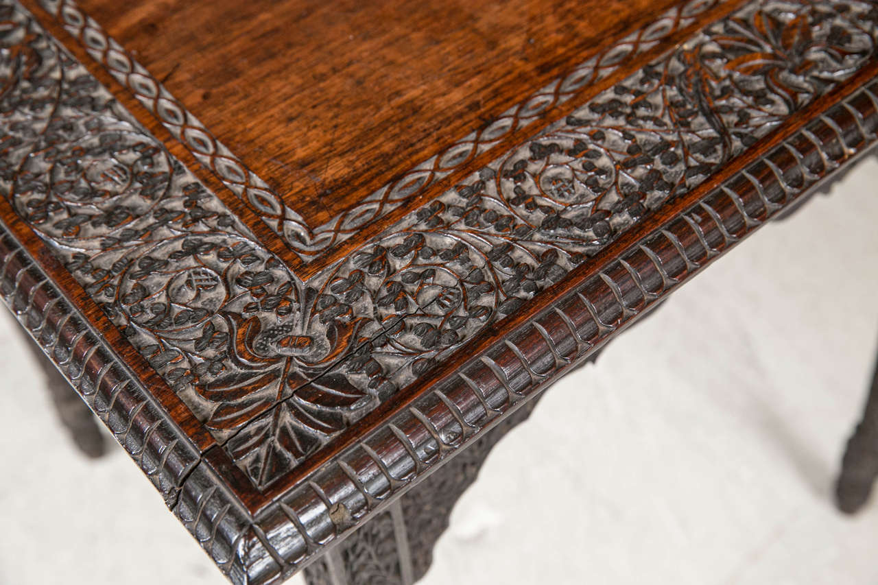 Japanese Anglo Indian Carved Rosewood Table