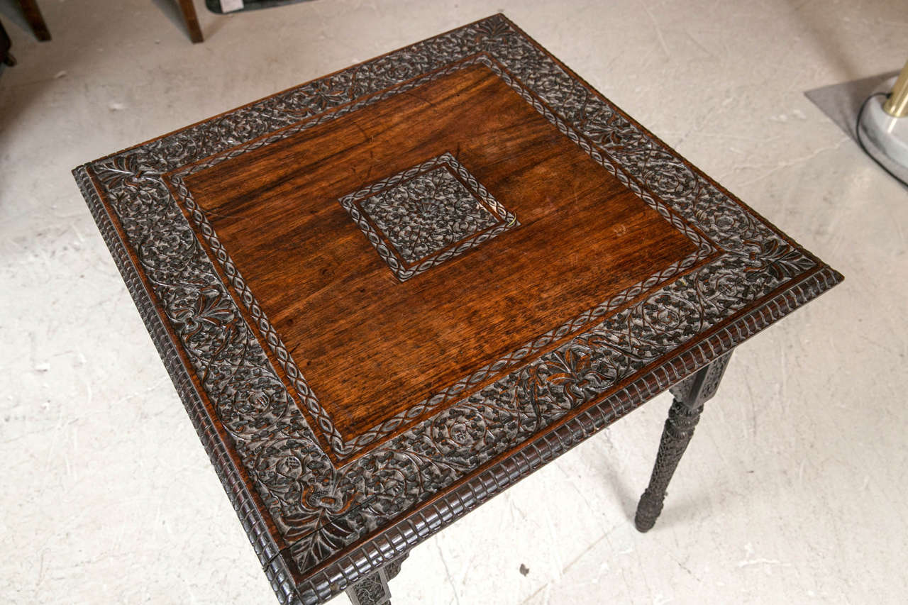 Anglo Indian Carved Rosewood Table In Excellent Condition In Stamford, CT