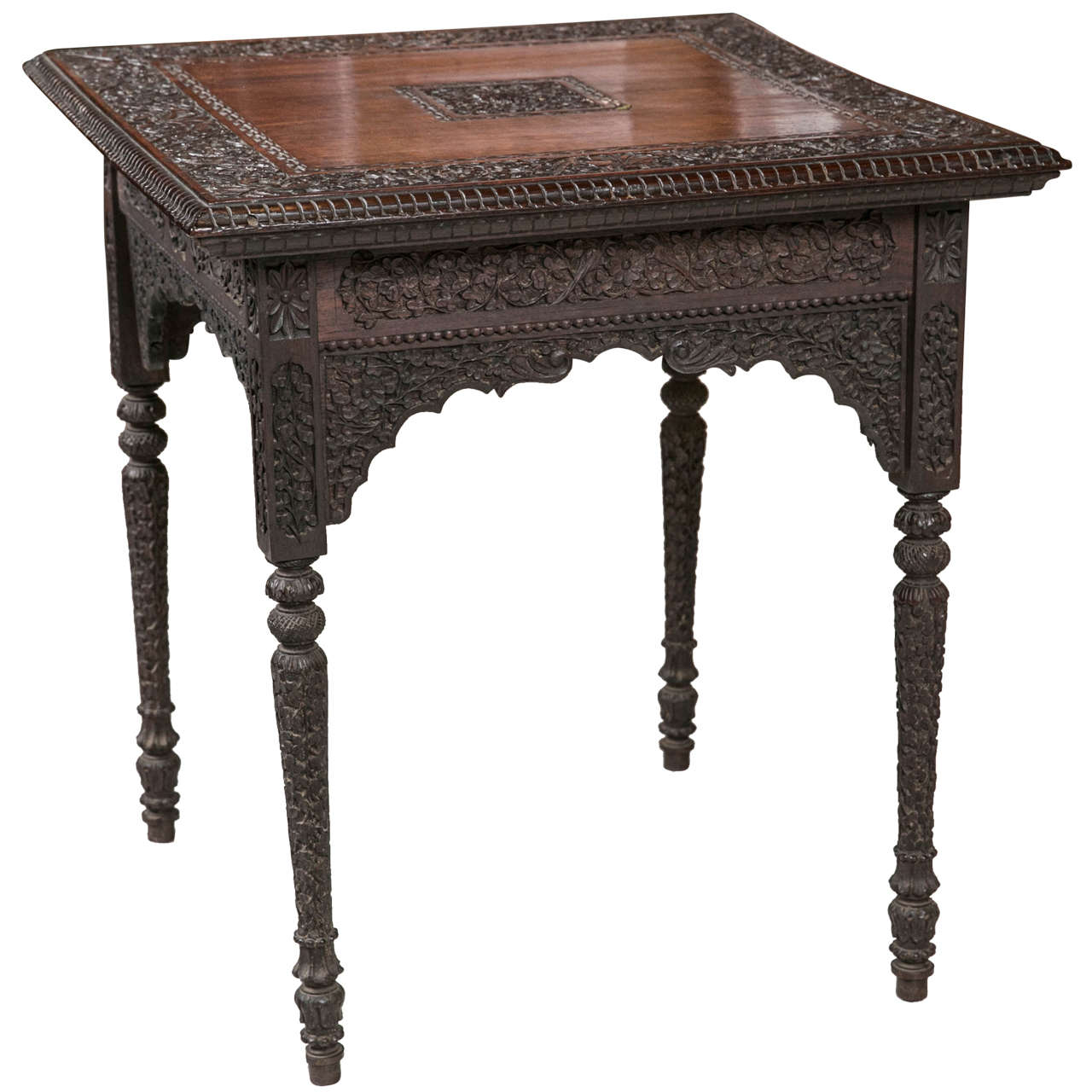 Anglo Indian Carved Rosewood Table