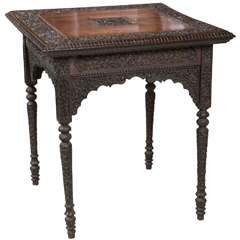 Anglo Indian Carved Rosewood Table