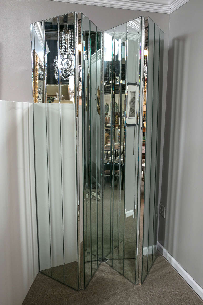 Four Panel Mirrored Screen
