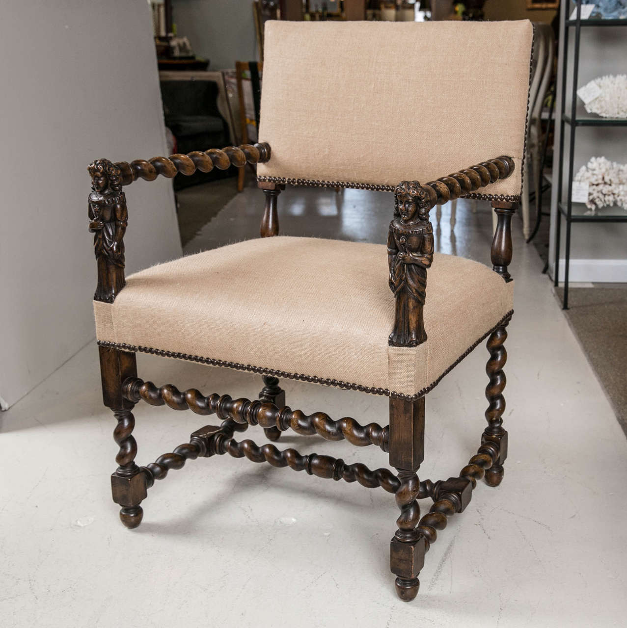 19th Century Italian Hand Carved Side Chair In Excellent Condition In Stamford, CT