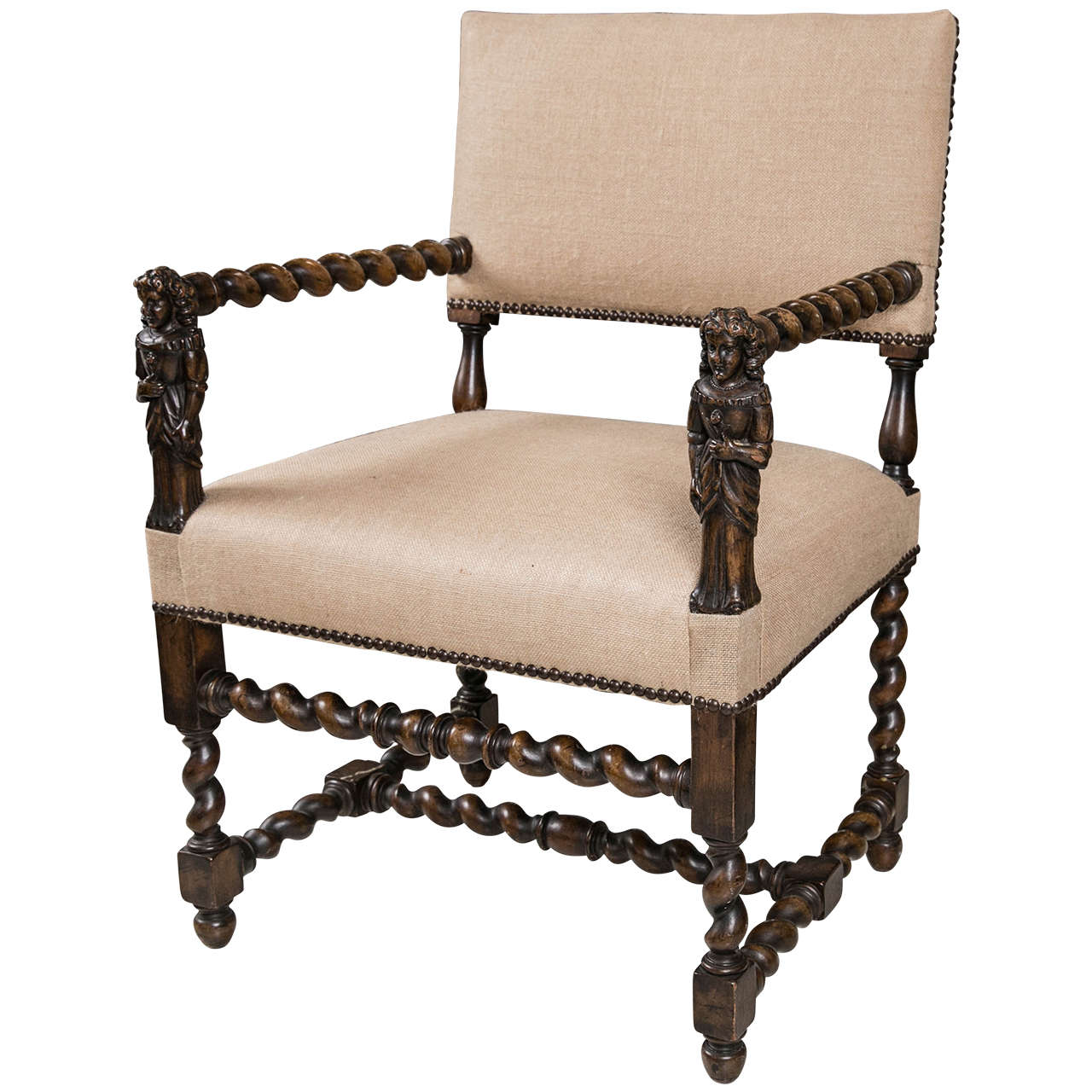 19th Century Italian Hand Carved Side Chair