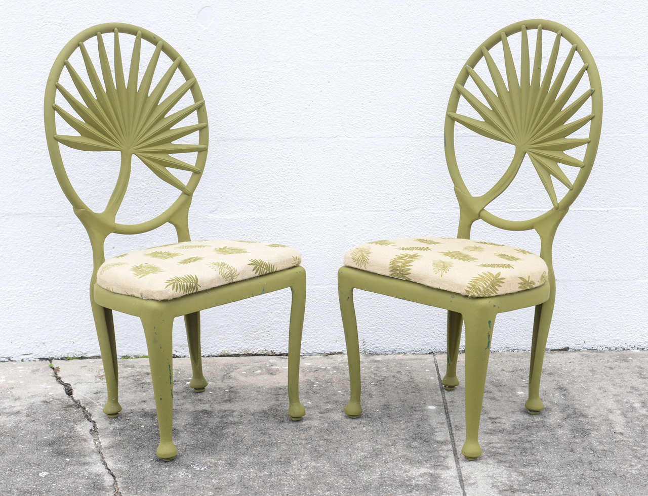 Aluminum Palm Frond Patio Chairs, Set of Six In Good Condition In West Palm Beach, FL