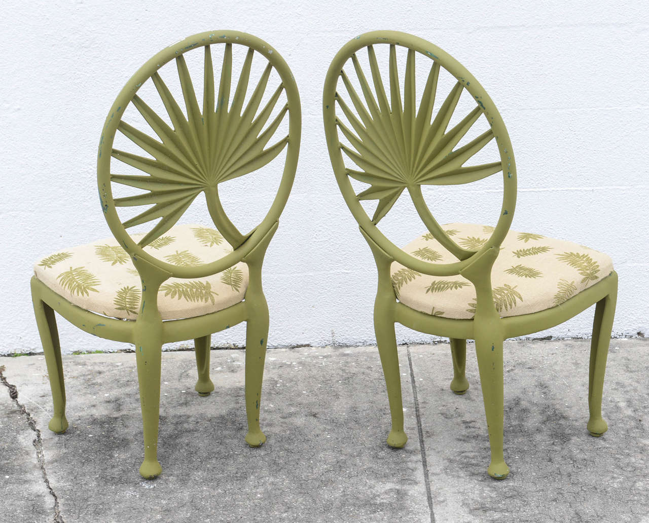 Aluminum Palm Frond Patio Chairs, Set of Six 2