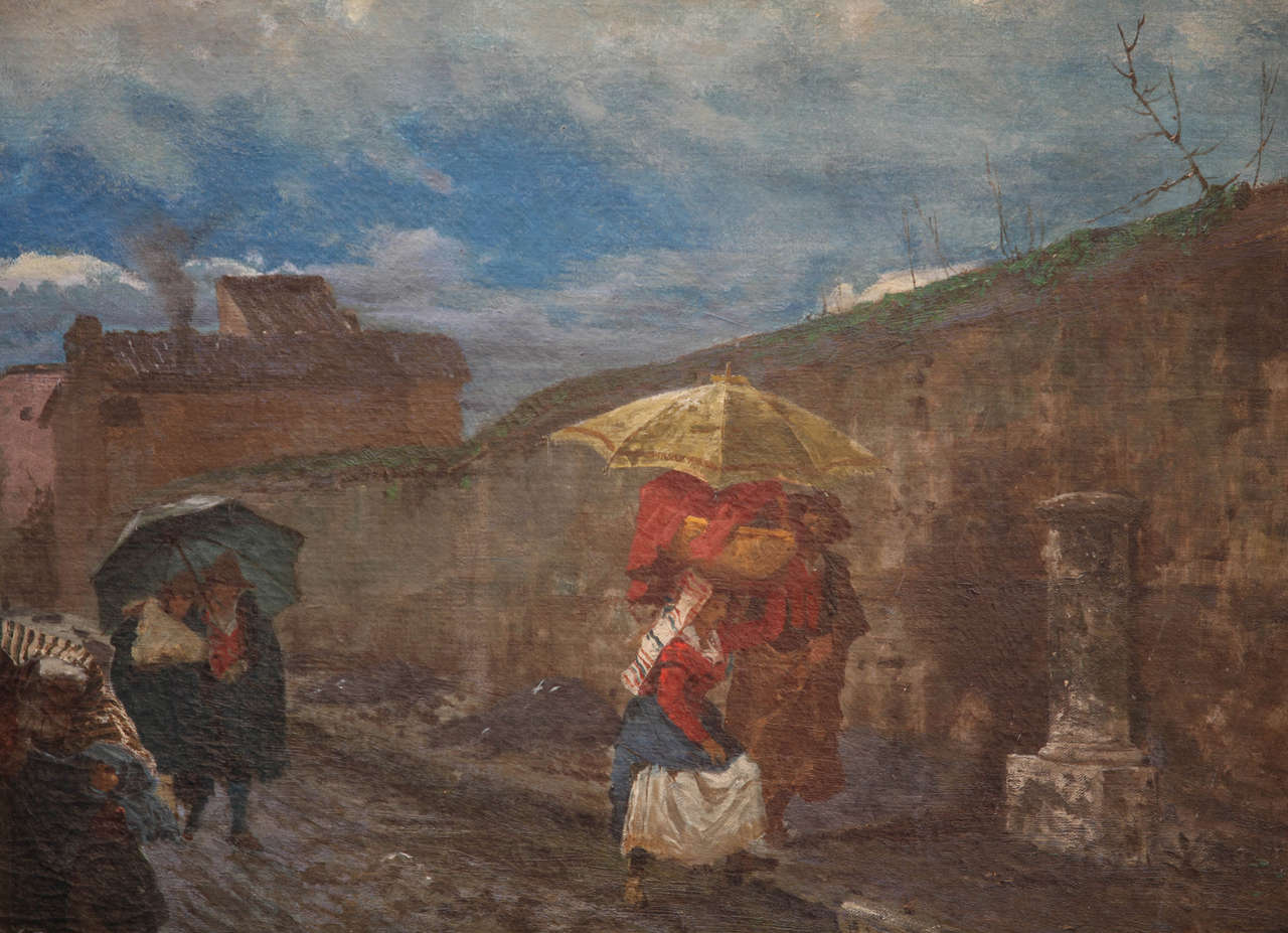 Peint à la main Peinture Huile sur toile de Pio Joris Important artiste italien du 19ème siècle en vente