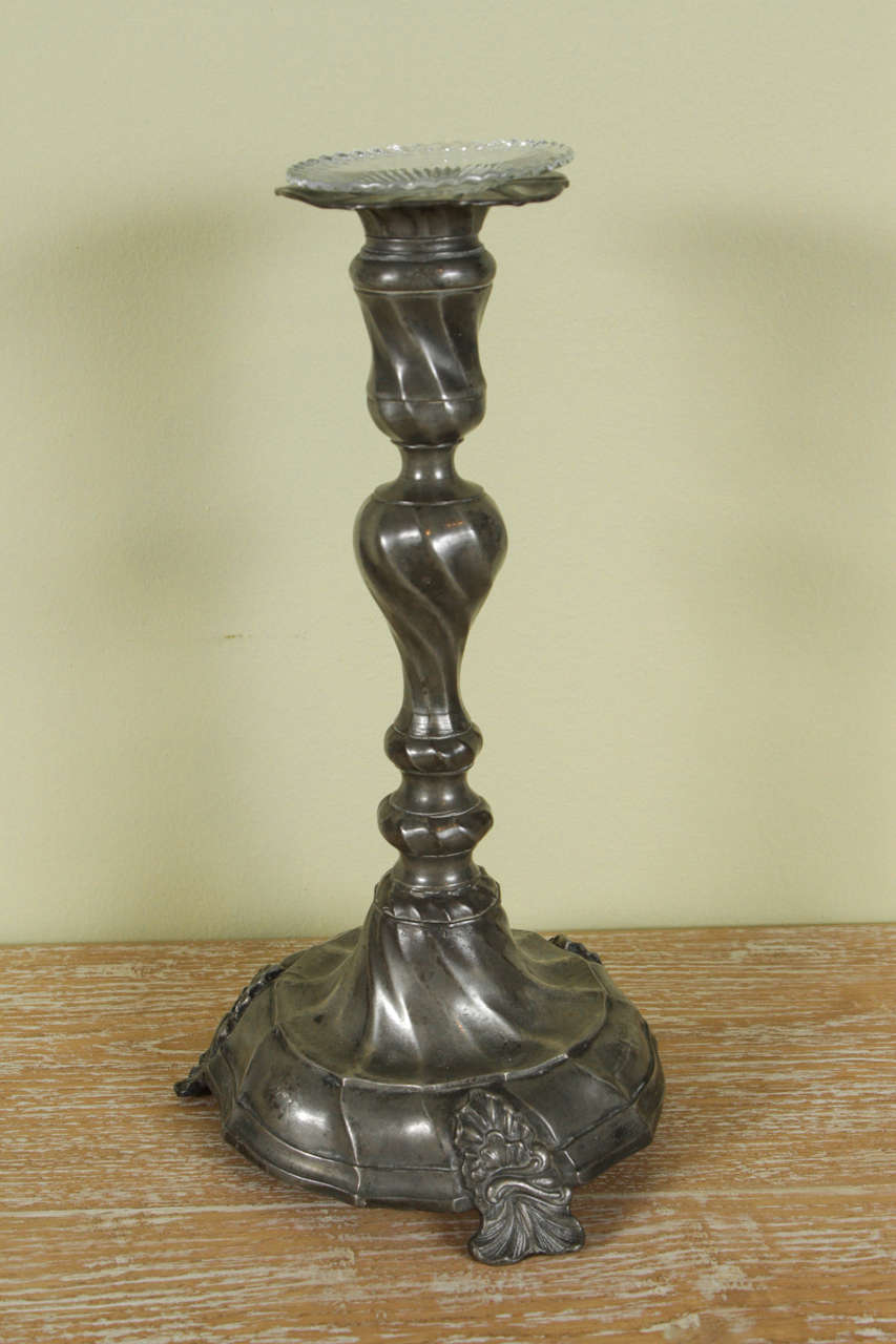 Pair of French Pewter Candlesticks, circa 1740 In Excellent Condition In Los Angeles, CA