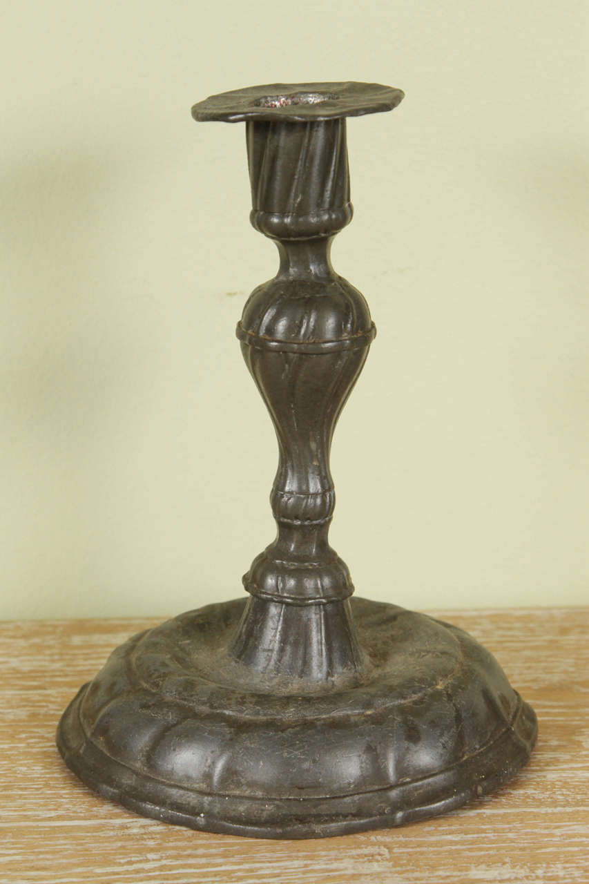 Rococo French Pewter Candlestick, circa 1750 For Sale