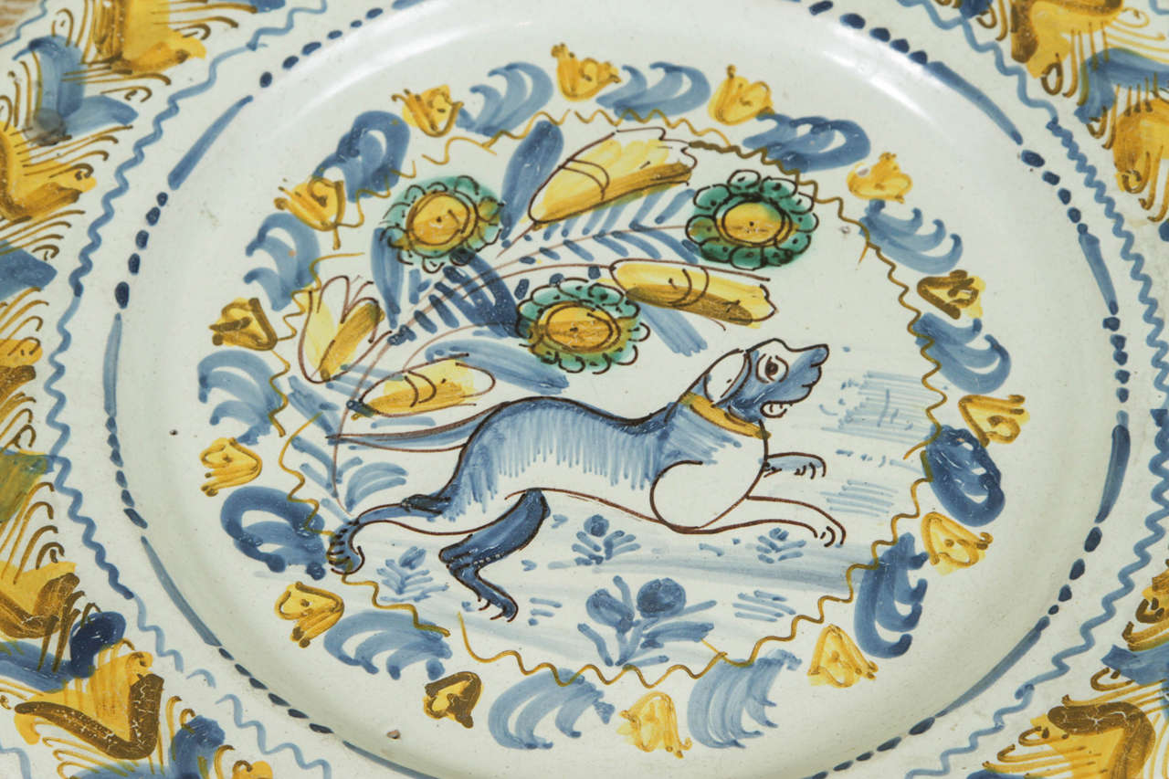 Spanish Polychrome Faience Charger, circa 1820 In Excellent Condition In Los Angeles, CA