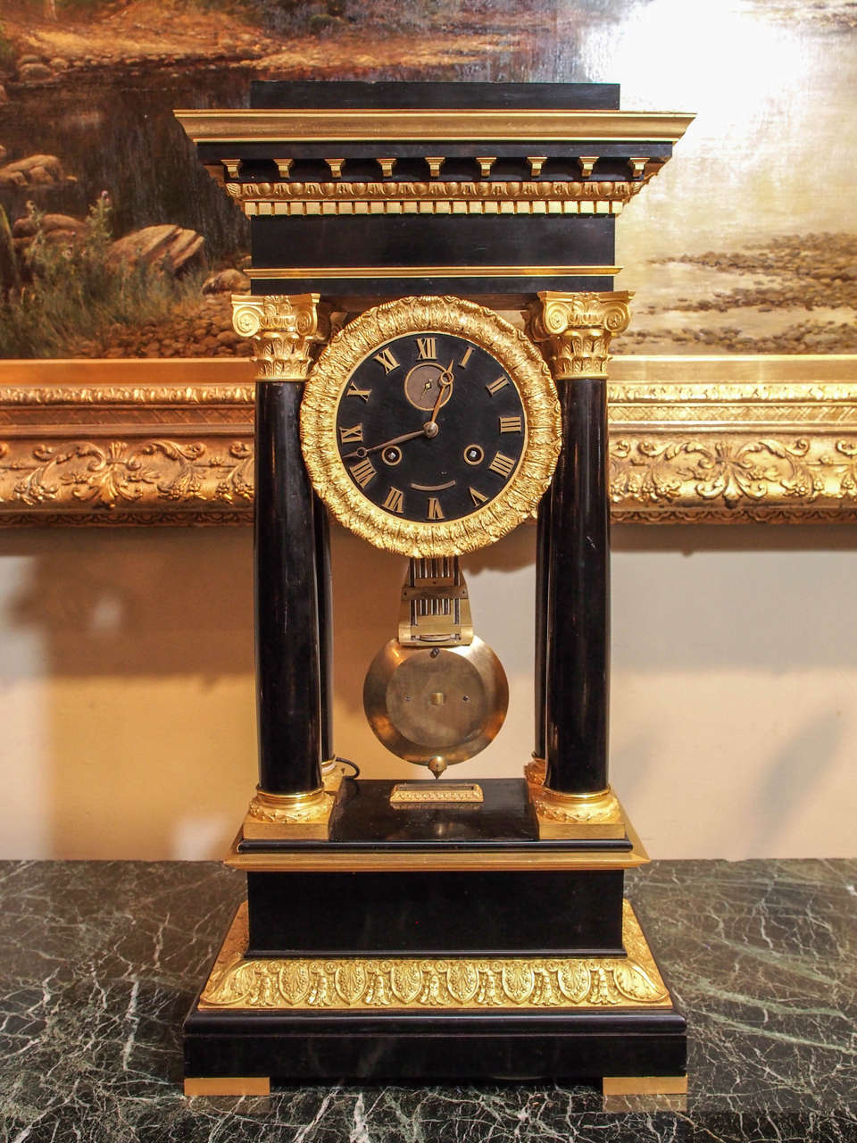 Antique French magnificent Charles X bronze D'Ore clock, circa 1830-1840. Grand size.