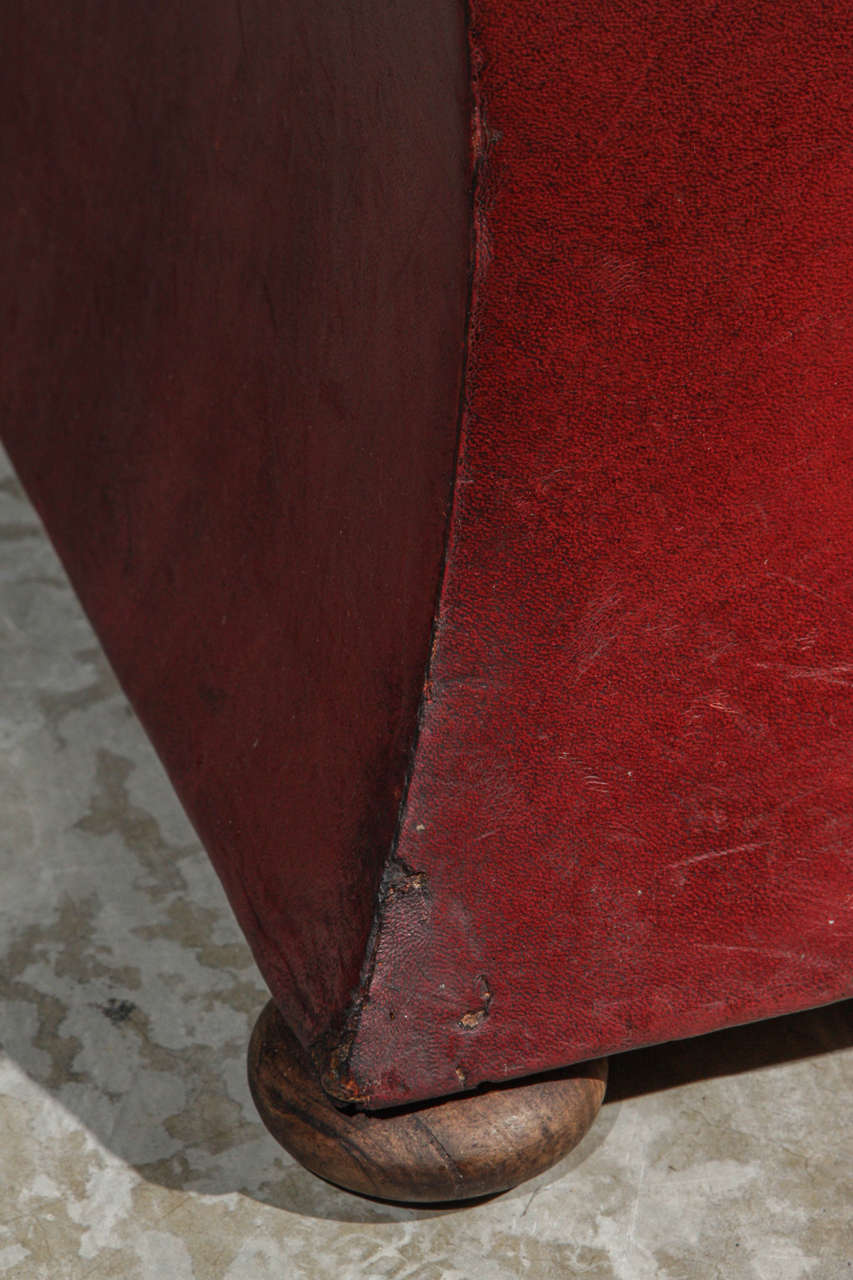 Late 19th Century 19th Century English Red Leather Ottoman