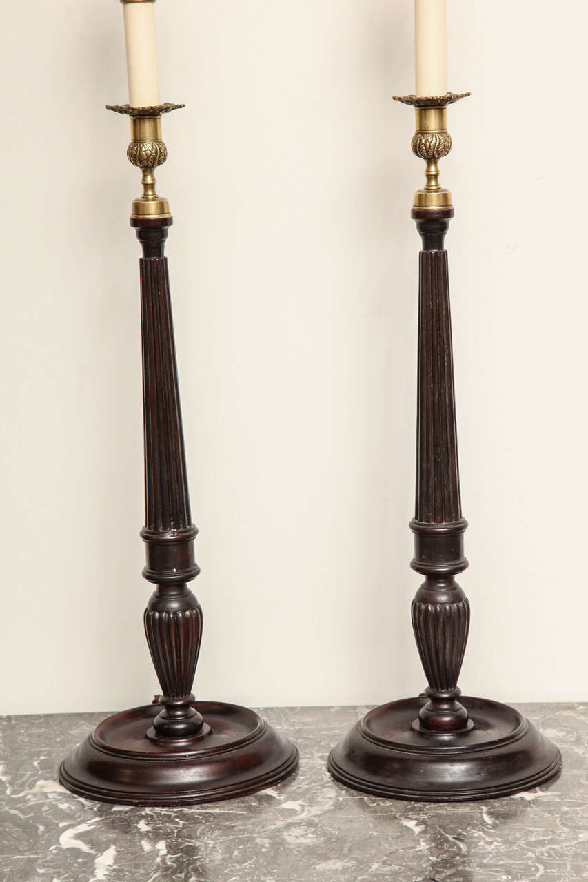 Pair of Early 19th Century English Candlesticks Converted to Lamps In Excellent Condition In New York, NY