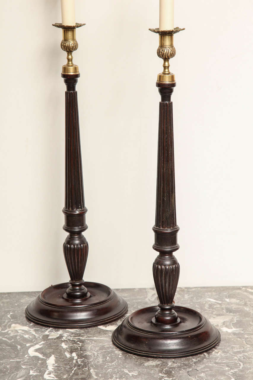 Pair of Early 19th Century English Candlesticks Converted to Lamps 1